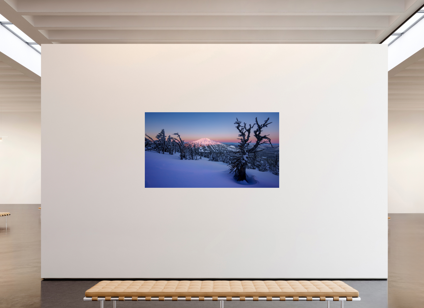 80 x 45″, Photo Print Under Acrylic Glass Moonset over Mt Bachelor