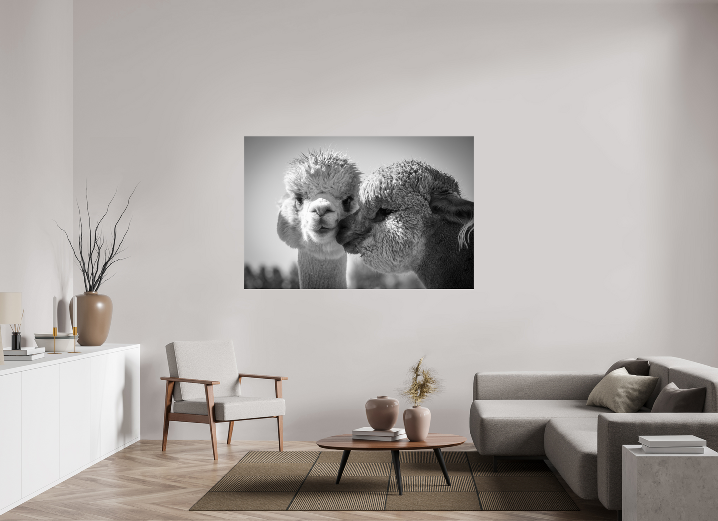 66 x 44″, Photo Print Under Acrylic Glass Alpaca Kiss