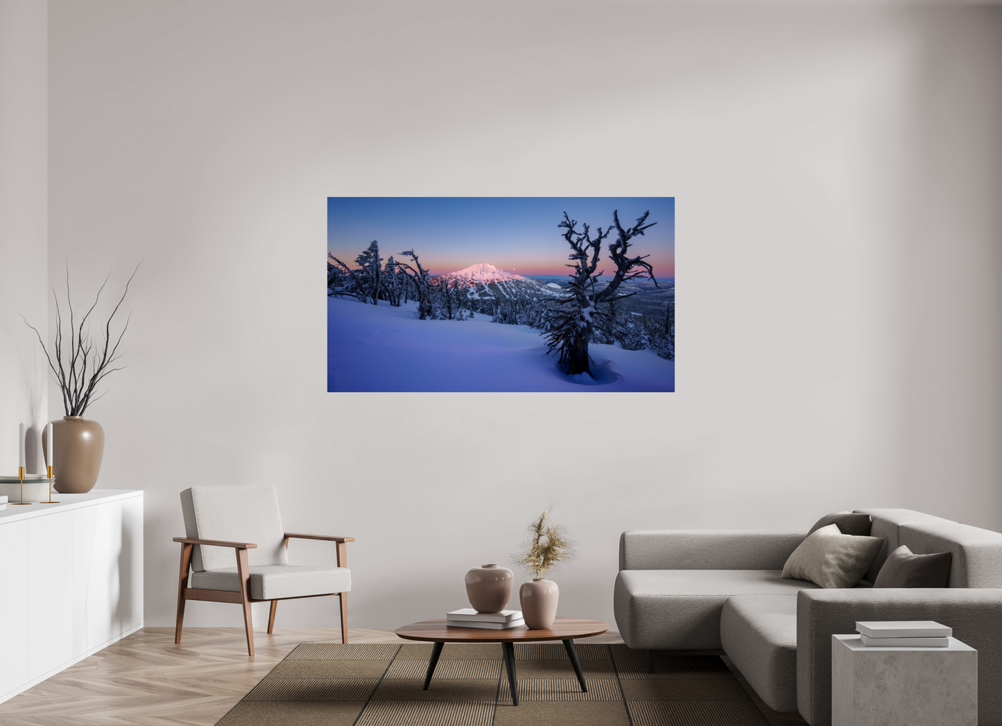 70 x 39.4″, Photo Print Under Acrylic Glass Moonset over Mt Bachelor