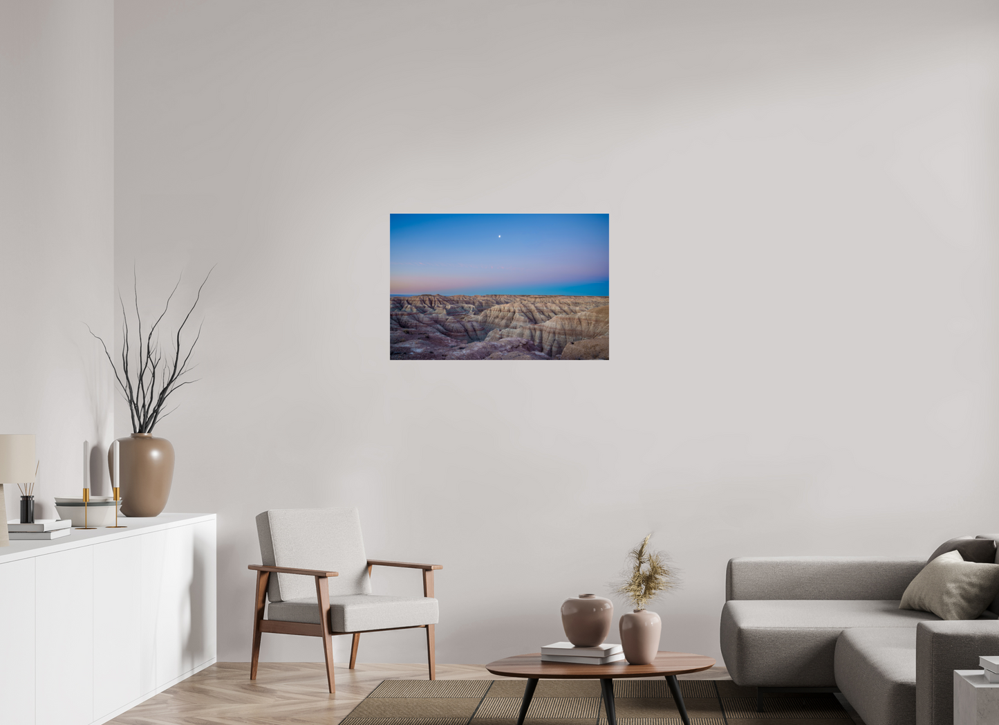 36 x 24″, Photo Print Under Acrylic Glass Moon Over The Badlands