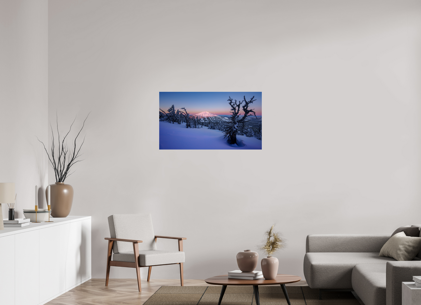 40 x 22.5″, Photo Print Under Acrylic Glass Moonset over Mt Bachelor