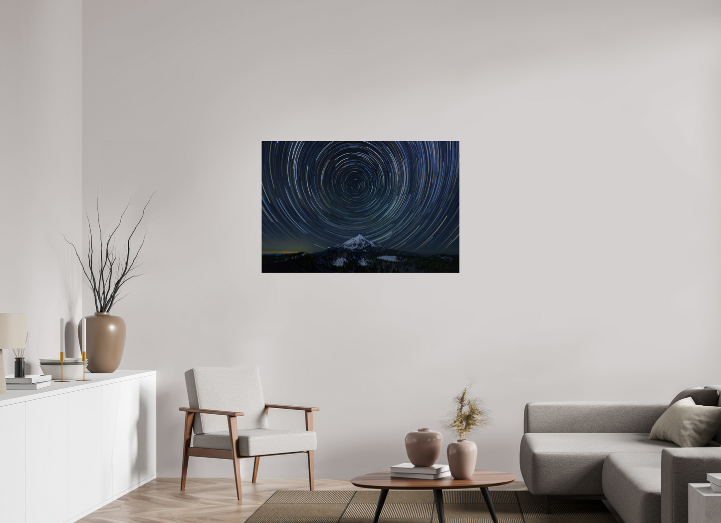 45 x 30″, Photo Print Under Acrylic Glass Star Trails Over Mt Jefferson