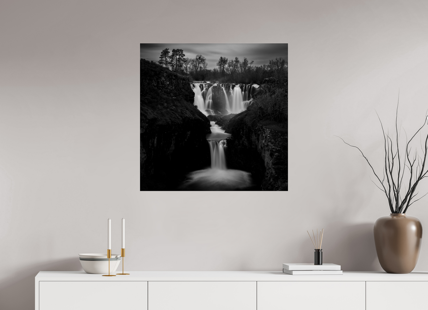 30 x 30″, Photo Print Under Acrylic Glass White River Falls