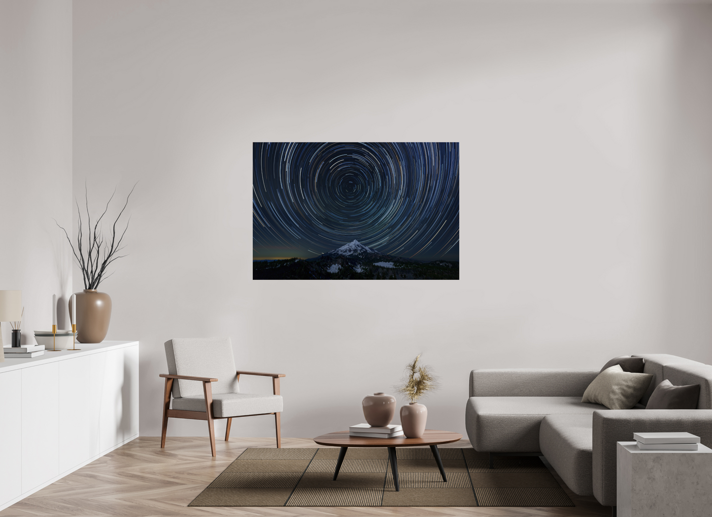 60 x 40″, Photo Print Under Acrylic Glass Star Trails Over Mt Jefferson