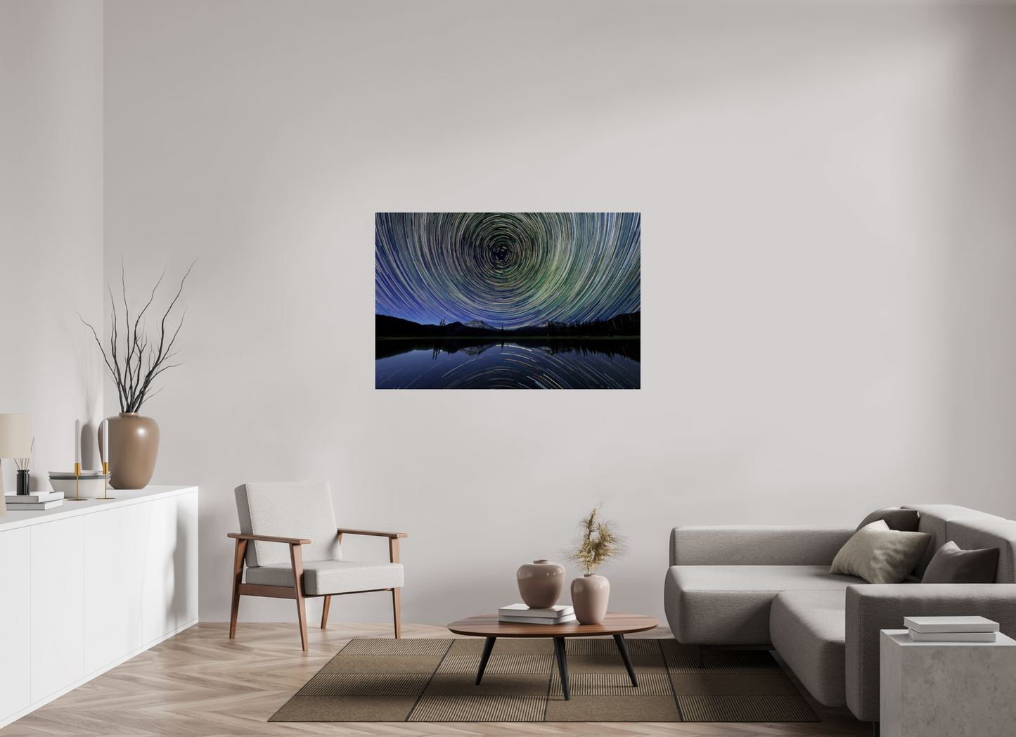 54 x 36″, Photo Print Under Acrylic Glass Star Trails Over Sparks Lake