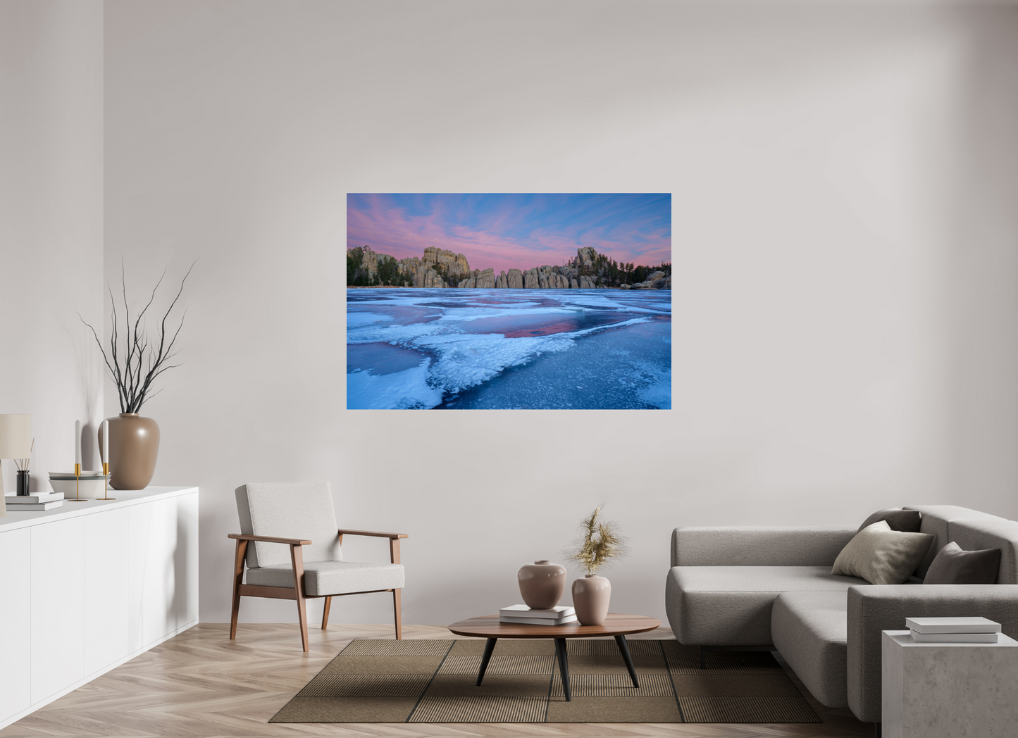 66 x 44″, Photo Print Under Acrylic Glass Sylvan Lake in Winter