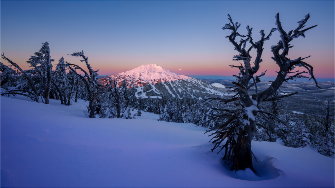 Main image Moonset over Mt Bachelor