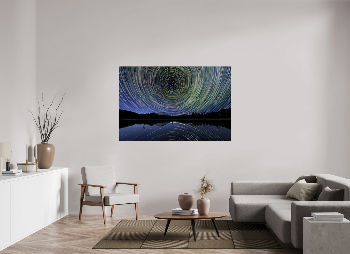 66 x 44″, Photo Print Under Acrylic Glass Star Trails Over Sparks Lake