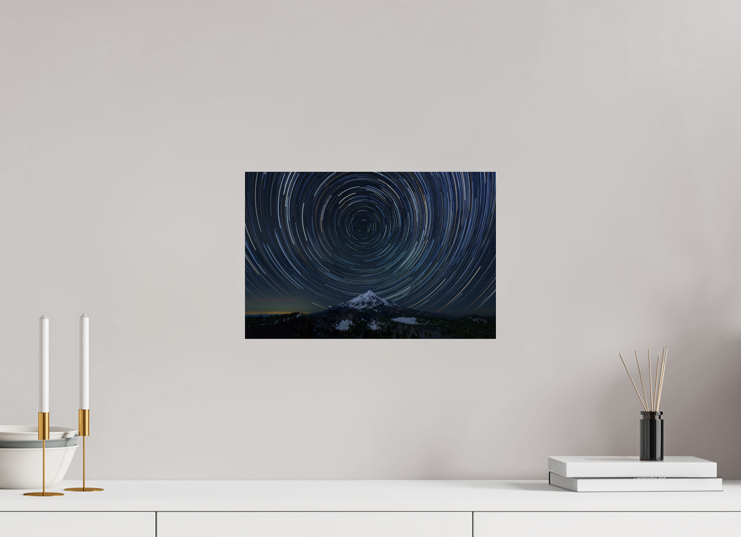 15 x 10″, Photo Print Under Acrylic Glass Star Trails Over Mt Jefferson