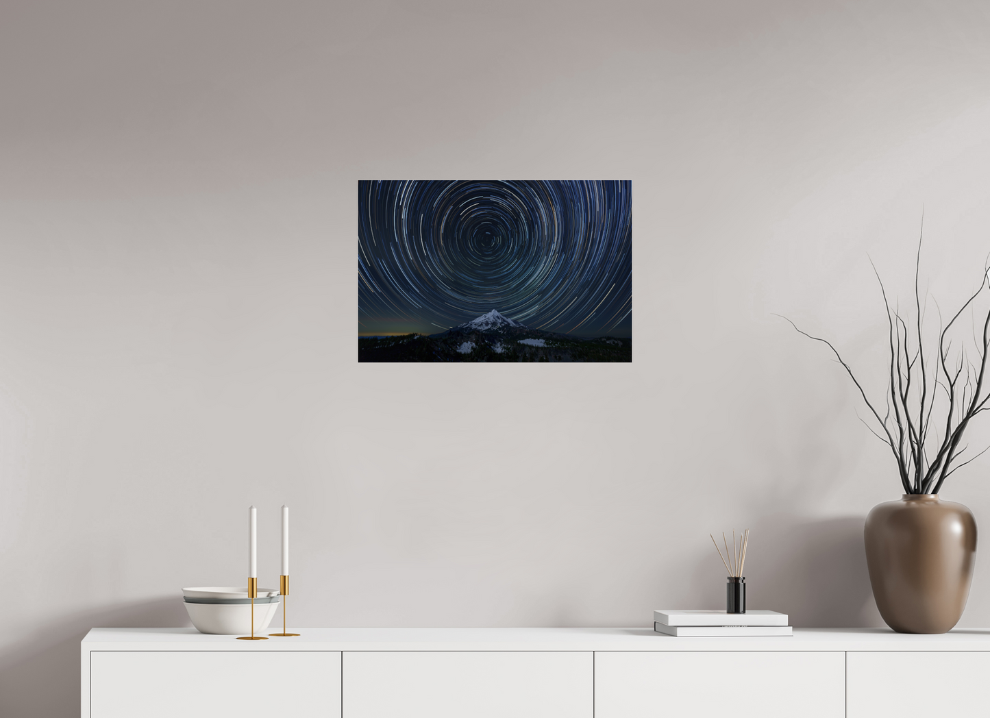 24 x 16″, Photo Print Under Acrylic Glass Star Trails Over Mt Jefferson
