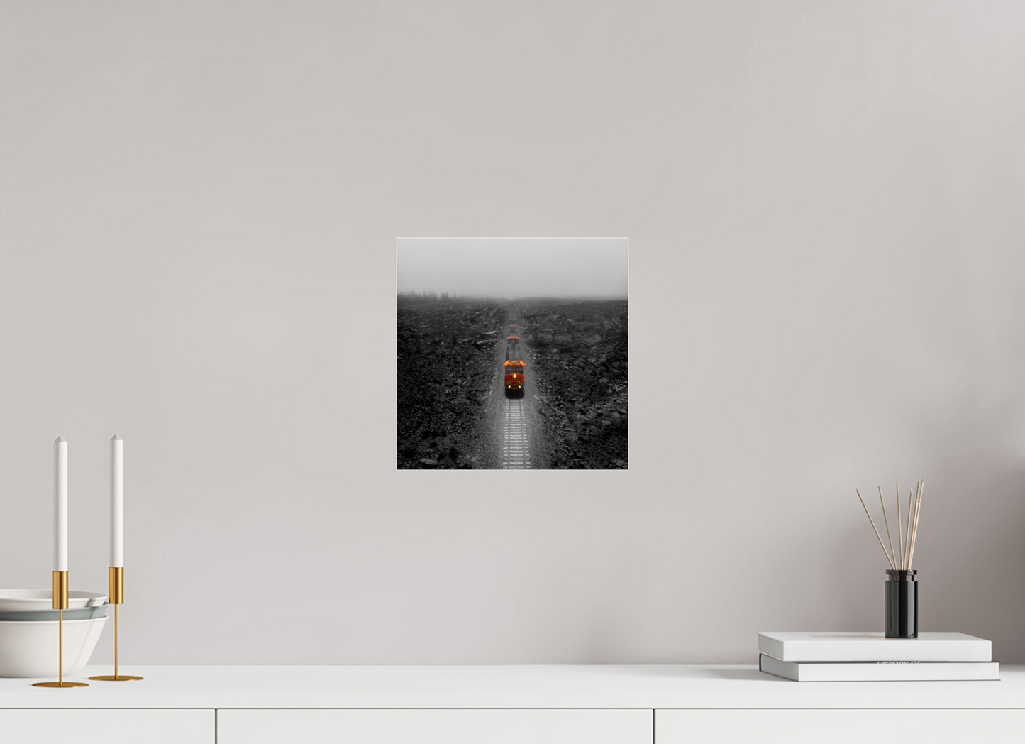 10 x 10″, Photo Print Under Acrylic Glass Train in the Lava Lands