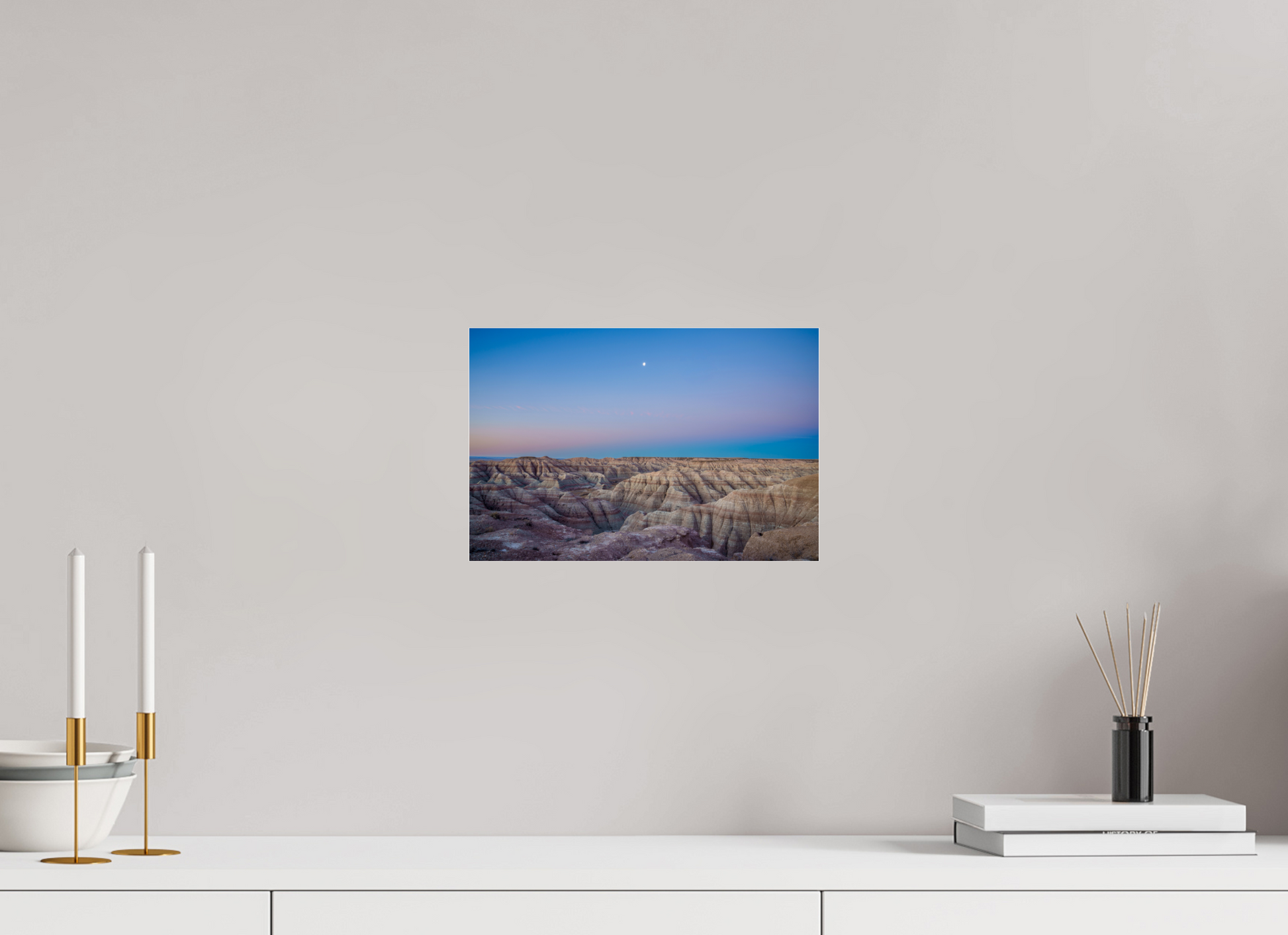12 x 8″, Photo Print Under Acrylic Glass Moon Over The Badlands