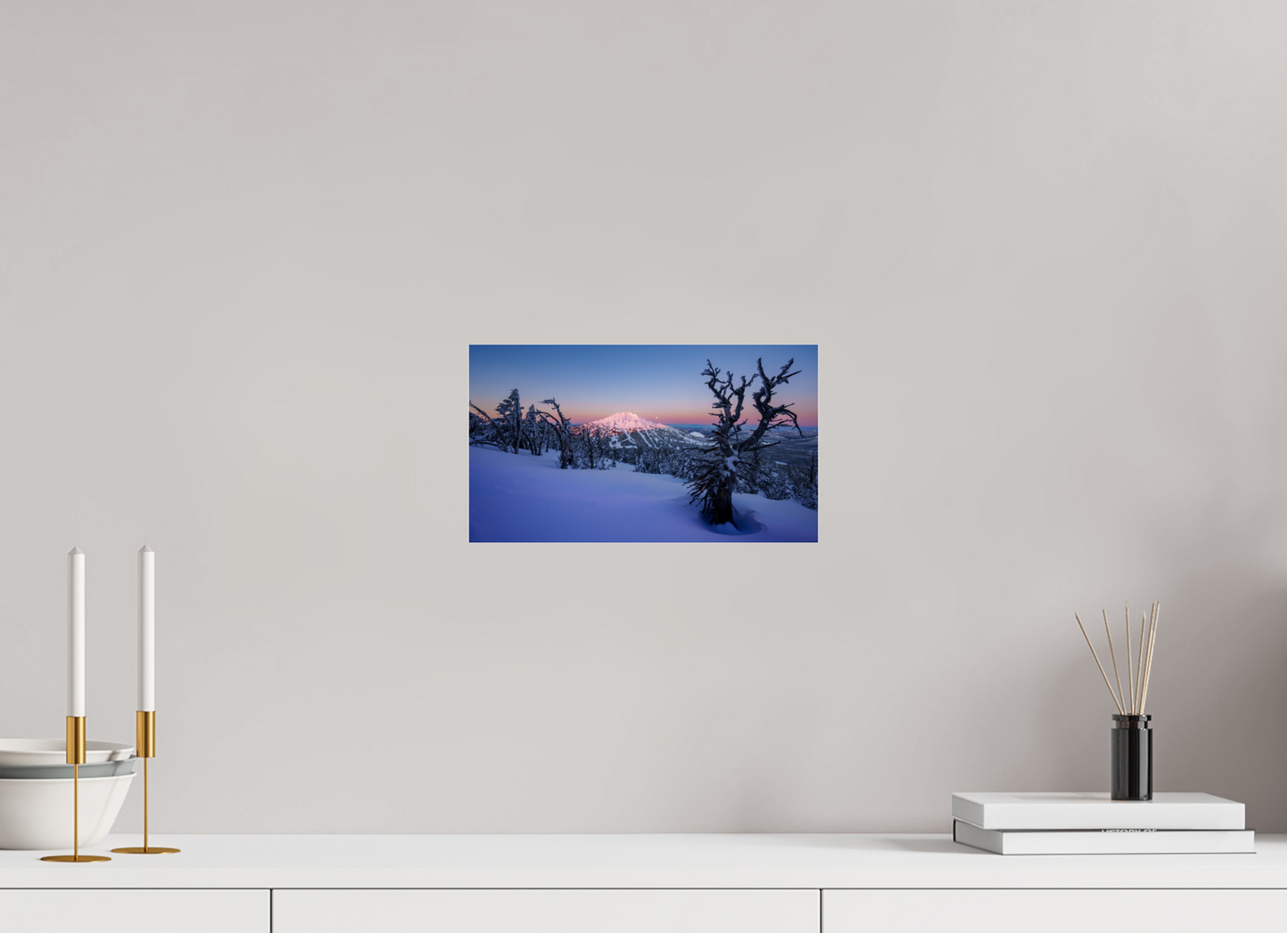 12 x 6.8″, Photo Print Under Acrylic Glass Moonset over Mt Bachelor