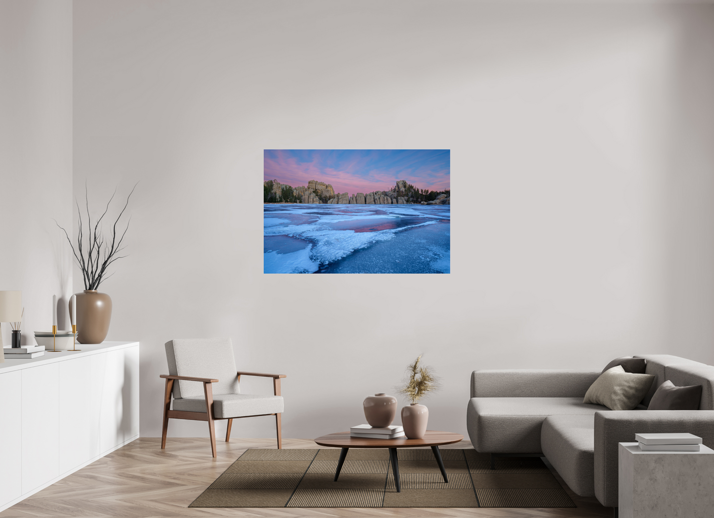 54 x 36″, Photo Print Under Acrylic Glass Sylvan Lake in Winter