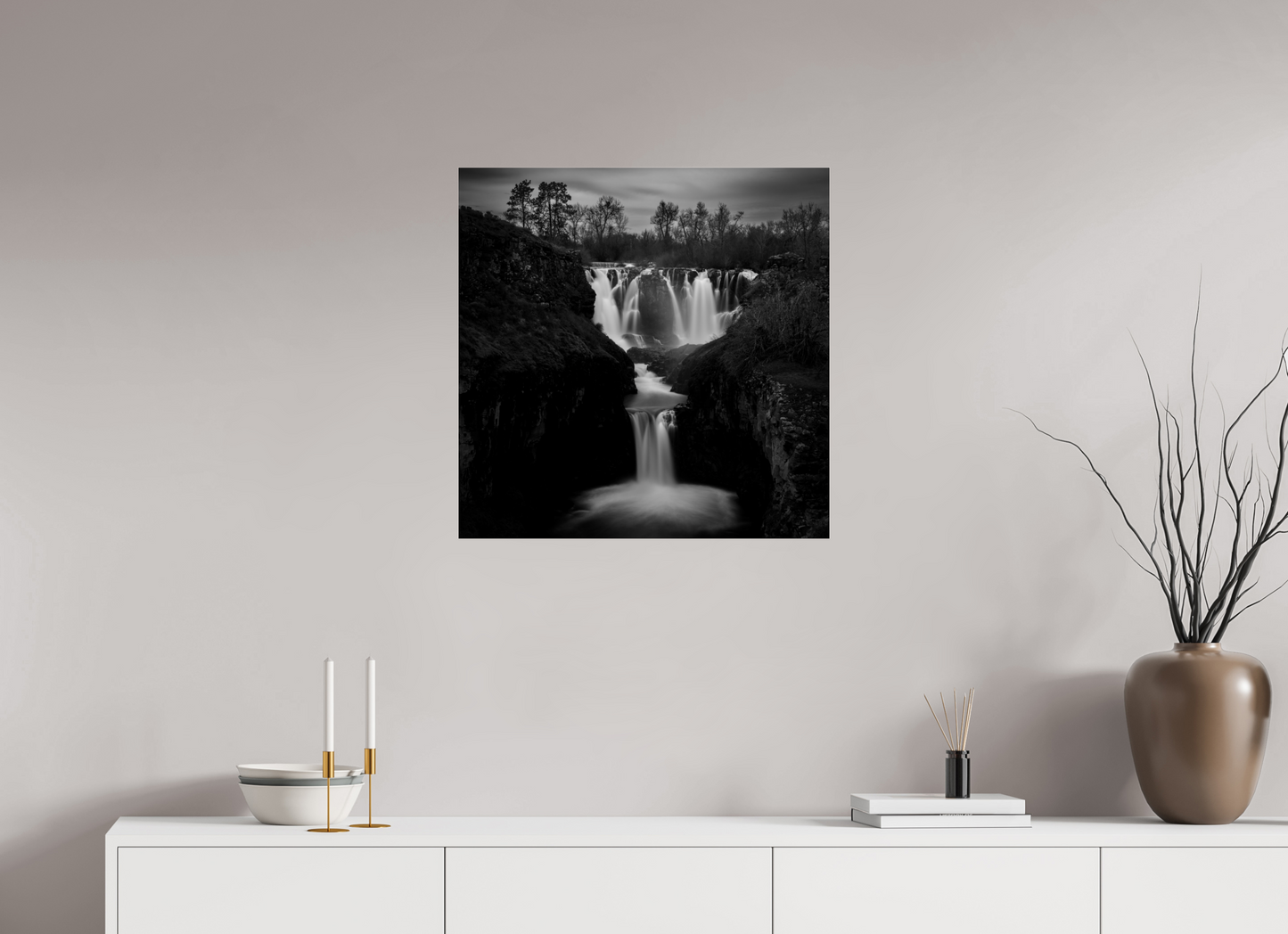25 x 25″, Photo Print Under Acrylic Glass White River Falls